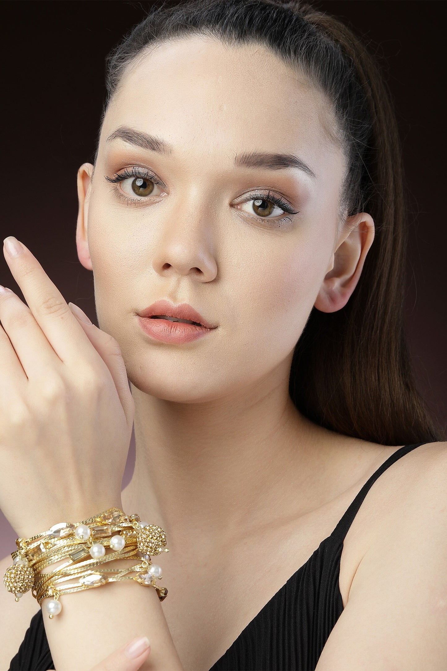 Multi Row Crystal Stacked Bracelet 