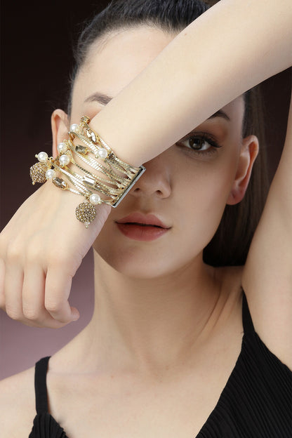 Multi Row Crystal Stacked Bracelet 