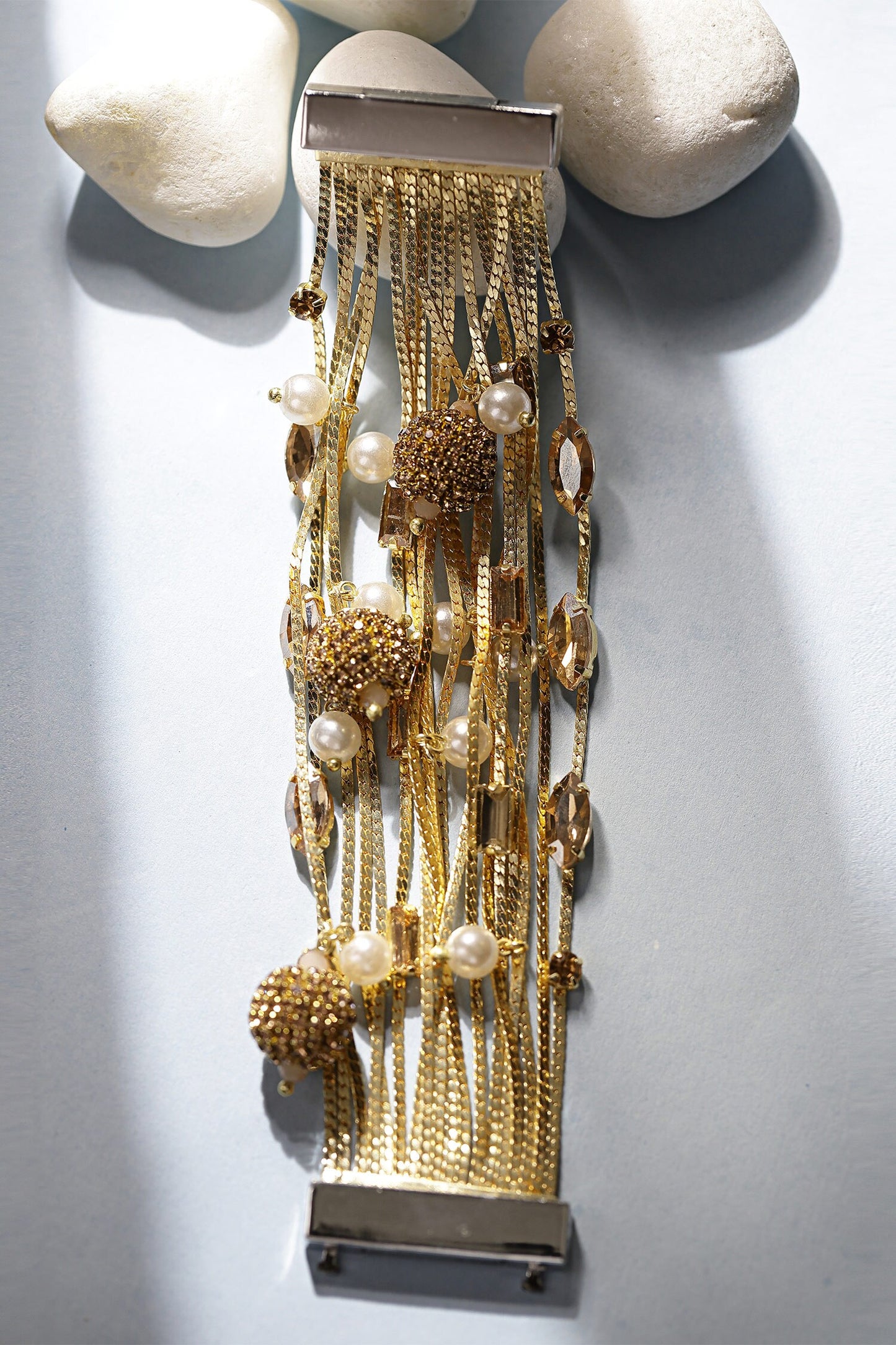 Multi Row Crystal Stacked Bracelet 