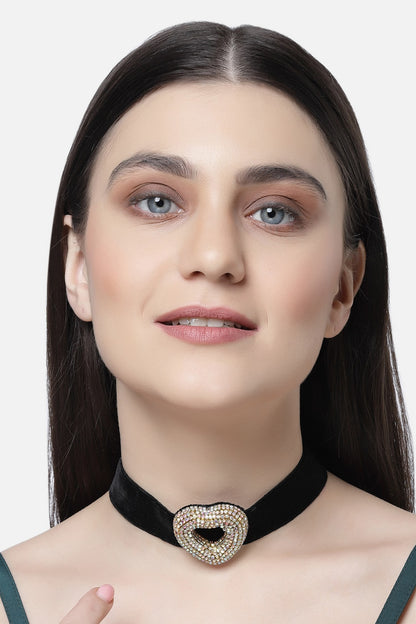 Velvet Heart Shaped Pendant Necklace 