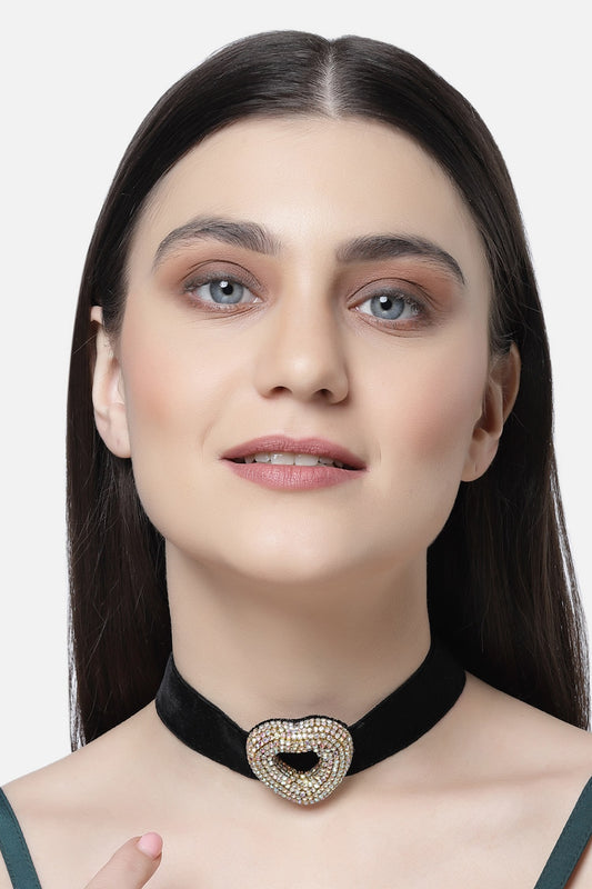 Velvet Heart Shaped Pendant Necklace 