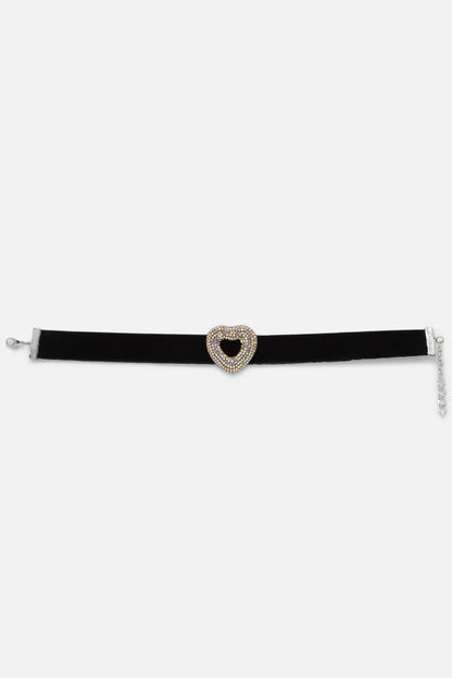 Velvet Heart Shaped Pendant Necklace 