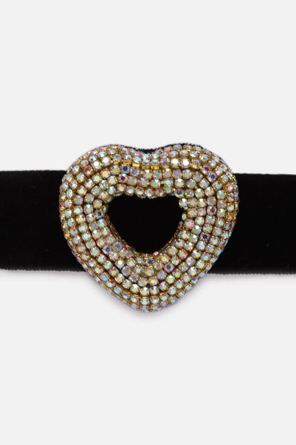 Velvet Heart Shaped Pendant Necklace 