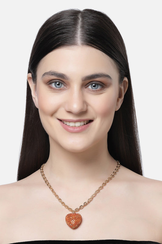 Crystal Studded Pendant Necklace 