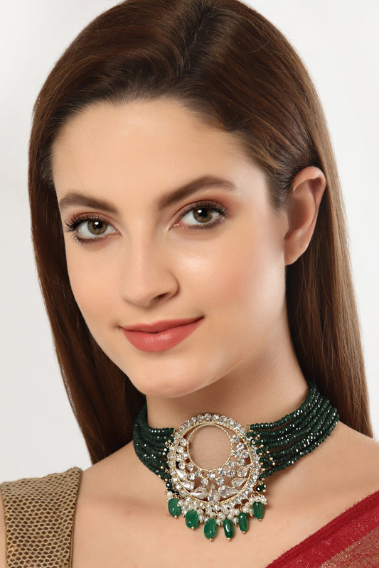 Stone Embellished Pendant Choker 