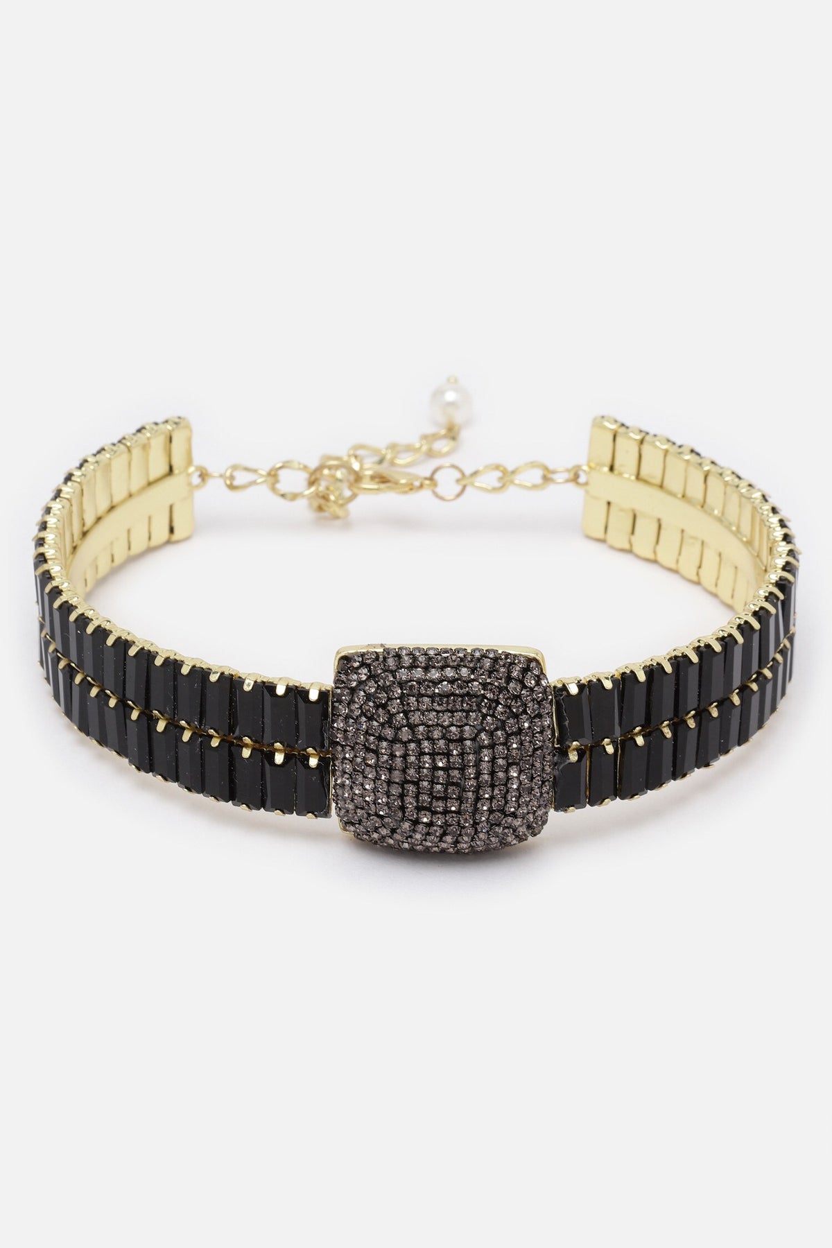 Crystal Studded Pendant Choker 