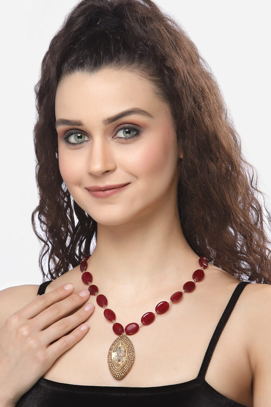 Stone Embellished Pendant Necklace 