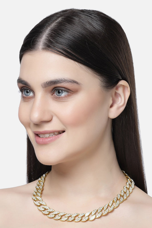 Cuban Crystal Embellished Link Chain 