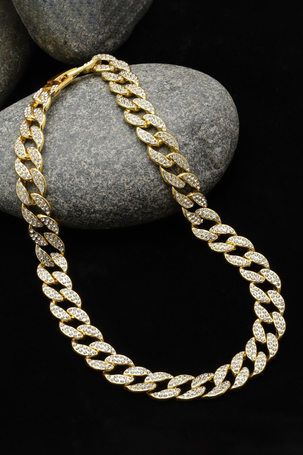 Cuban Crystal Embellished Link Chain 