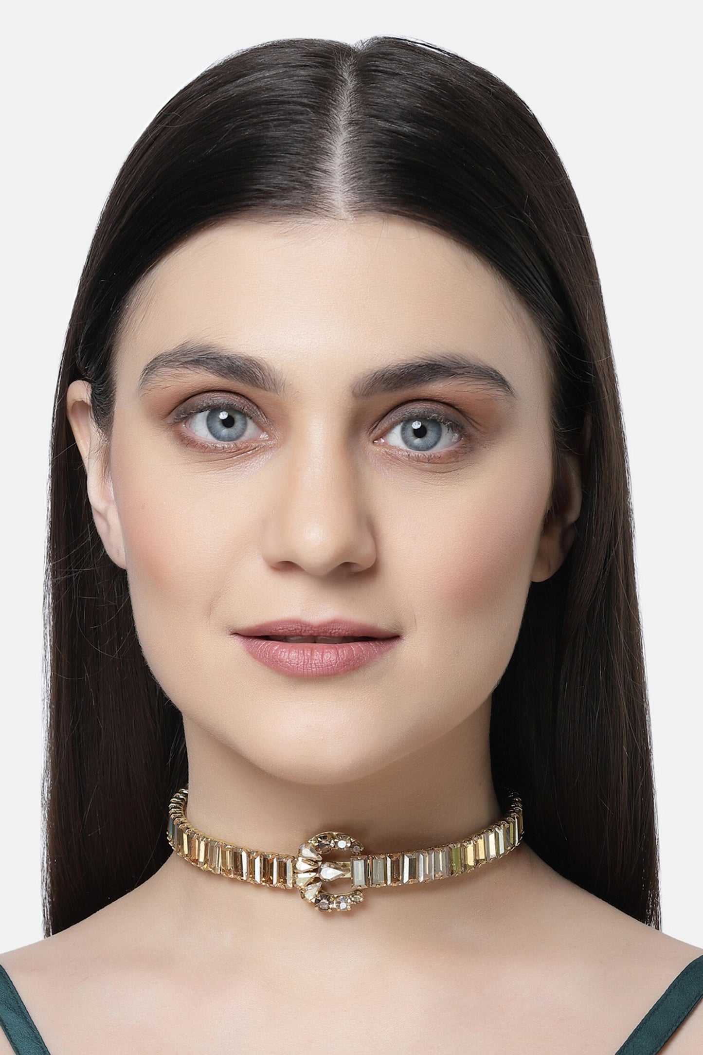 Half Crescent Shaped Pendant Choker 