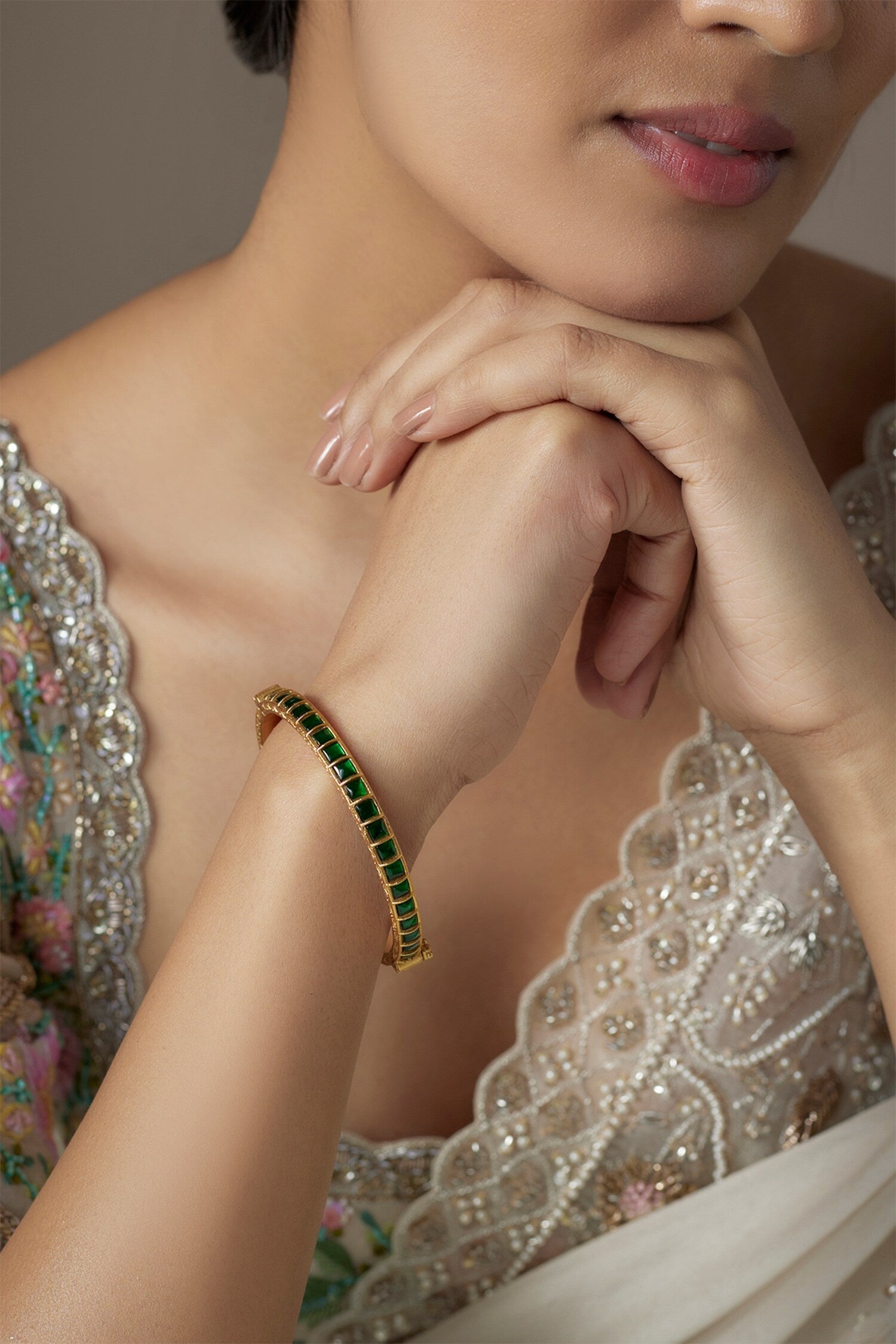 Quad Kundan Embellished Bangle 