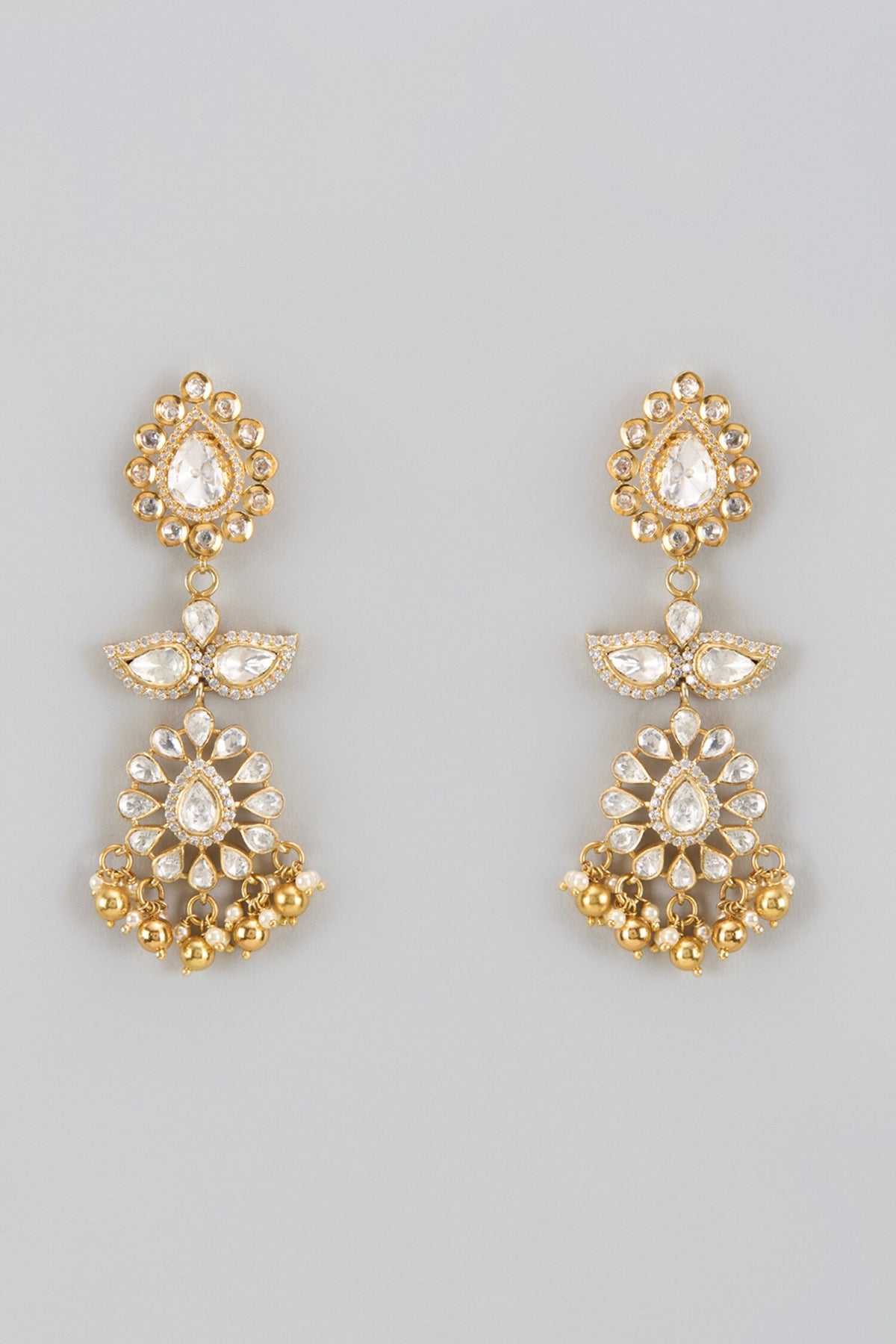 Moissanite Polki Embellished Phool Danglers 