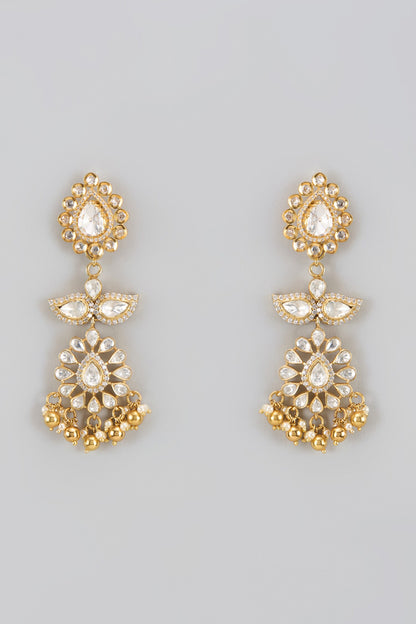 Moissanite Polki Embellished Phool Danglers 
