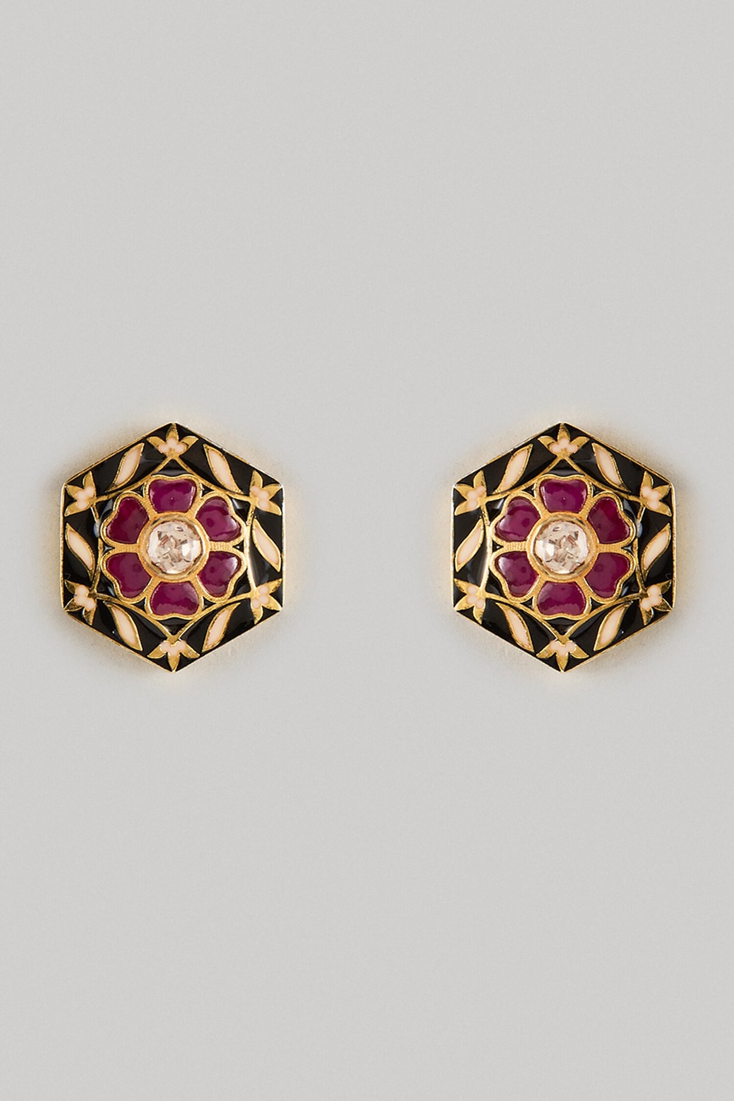Hexagon Shaped Stud Earrings 