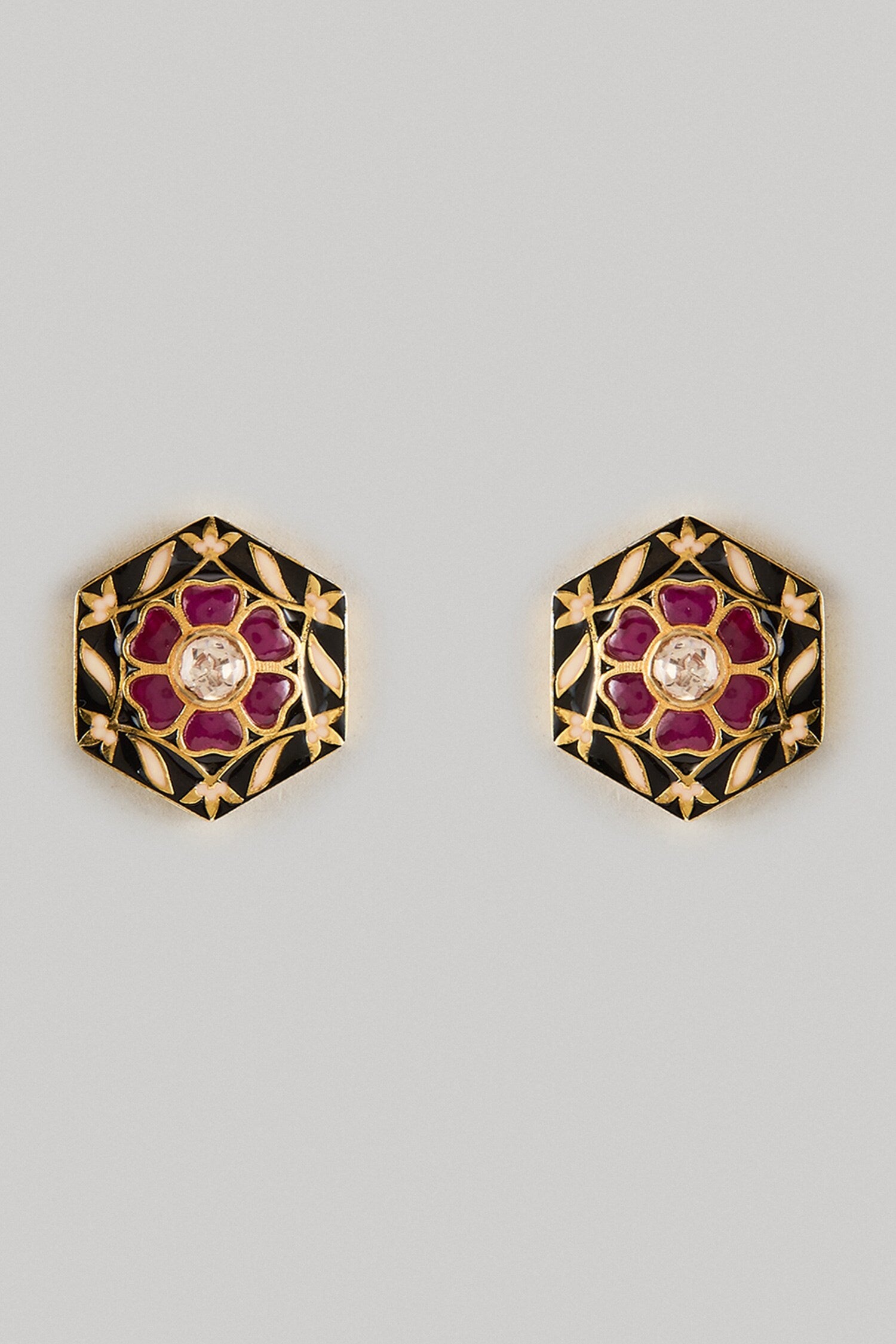 Hexagon Shaped Stud Earrings 