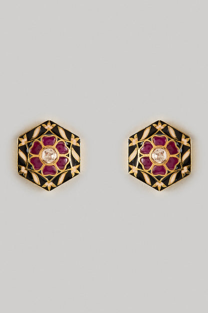Hexagon Shaped Stud Earrings 