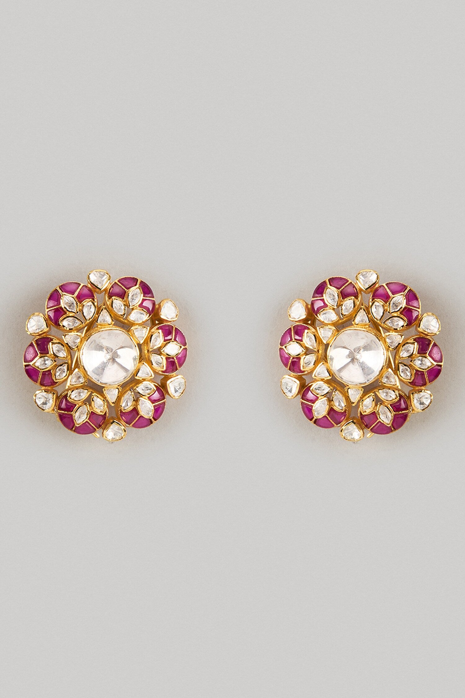 Moissanite Polki Embellished Stud Earrings 