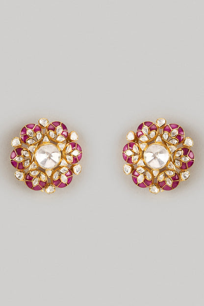 Moissanite Polki Embellished Stud Earrings 