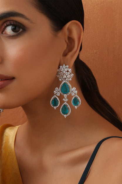 Floral Stone Drop Earrings 