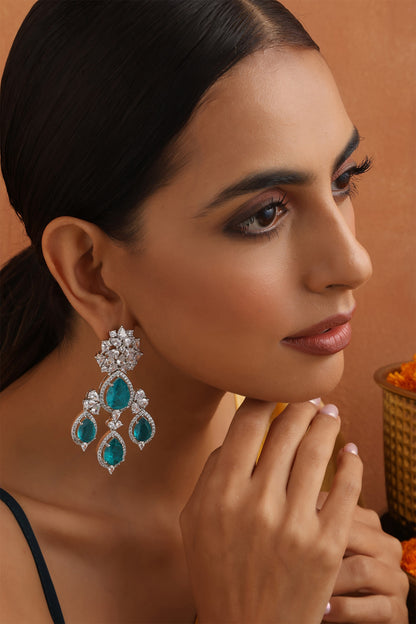 Floral Stone Drop Earrings 