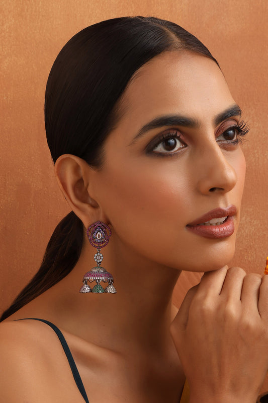 Zirconia Embellished Jhumkas 