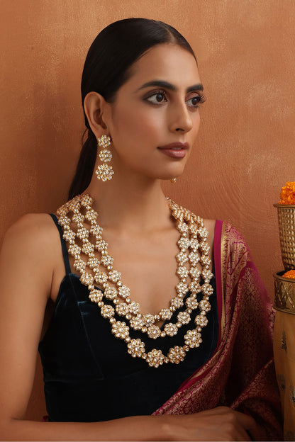 Floret Carved Layered Necklace Set 