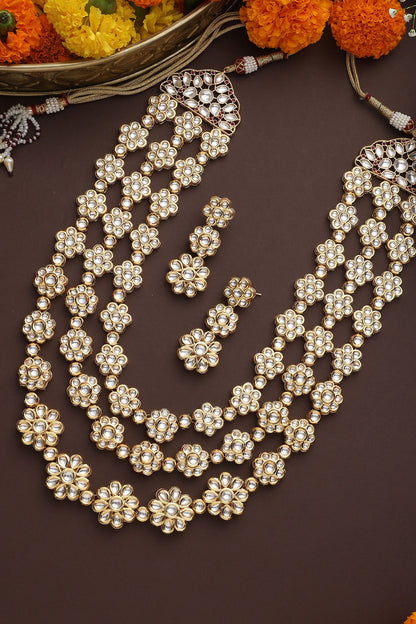 Floret Carved Layered Necklace Set 