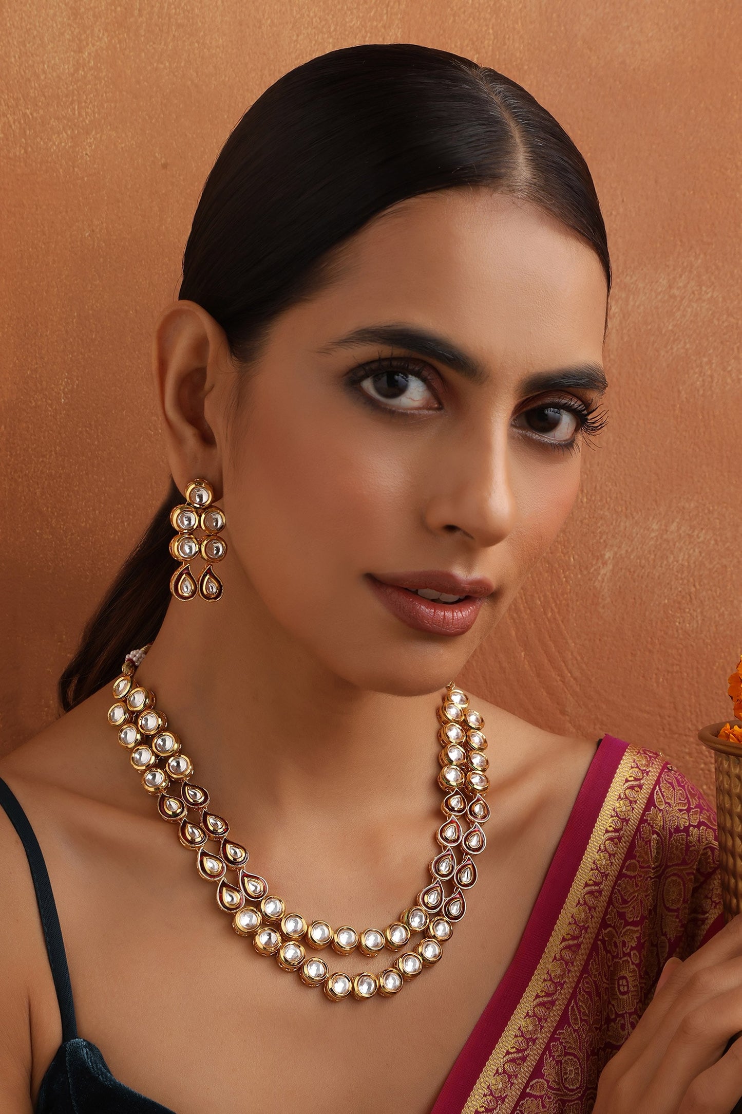 Tear Drop Carved Necklace Set 