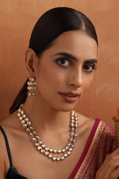 Tear Drop Carved Necklace Set 