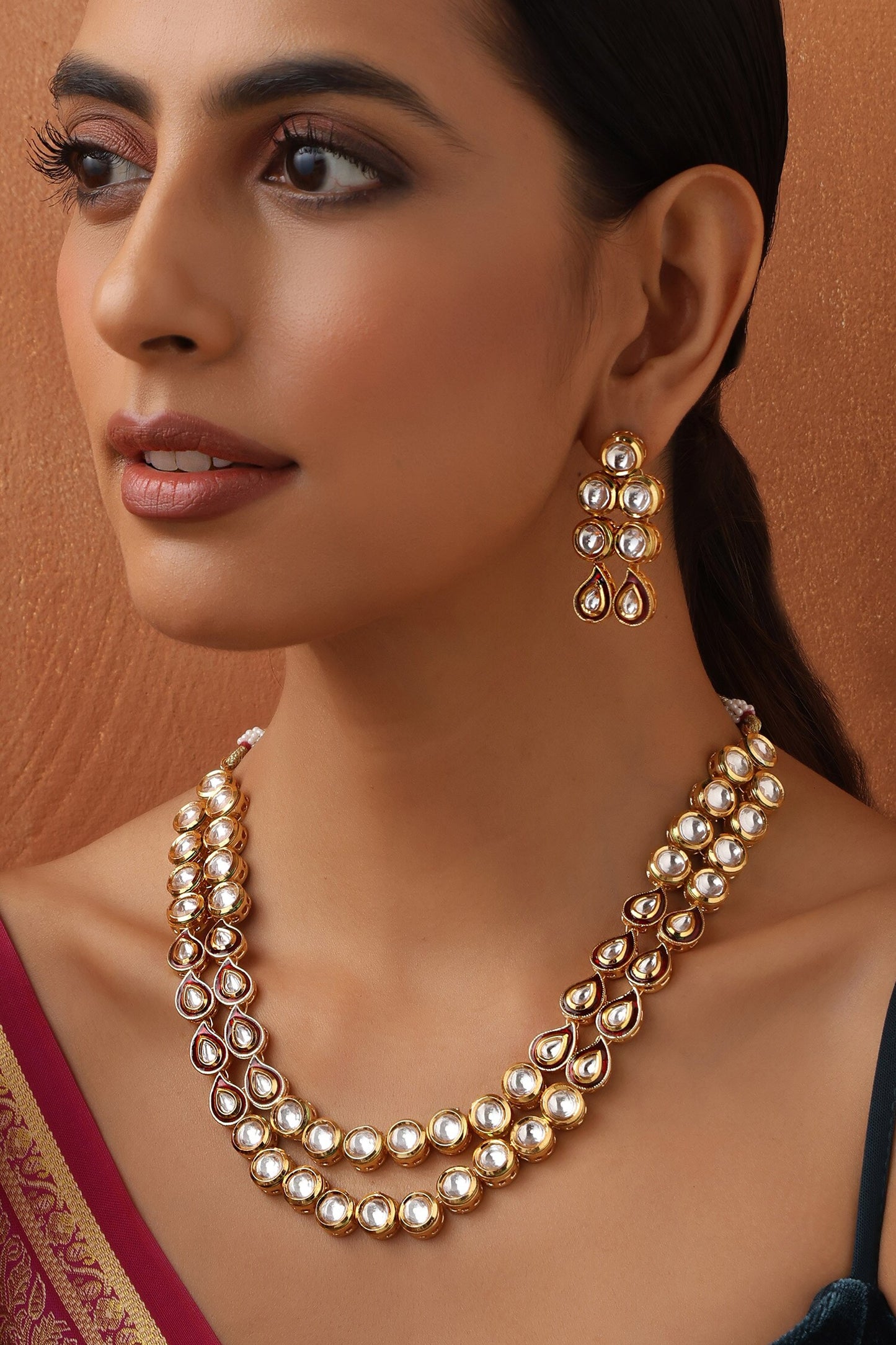 Tear Drop Carved Necklace Set 