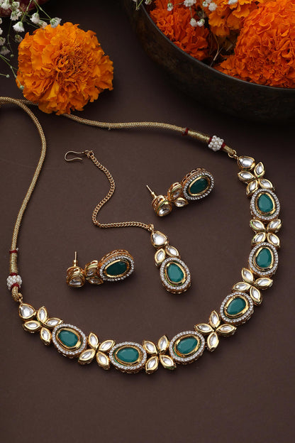 Flower Motif Carved Jewellery Set 