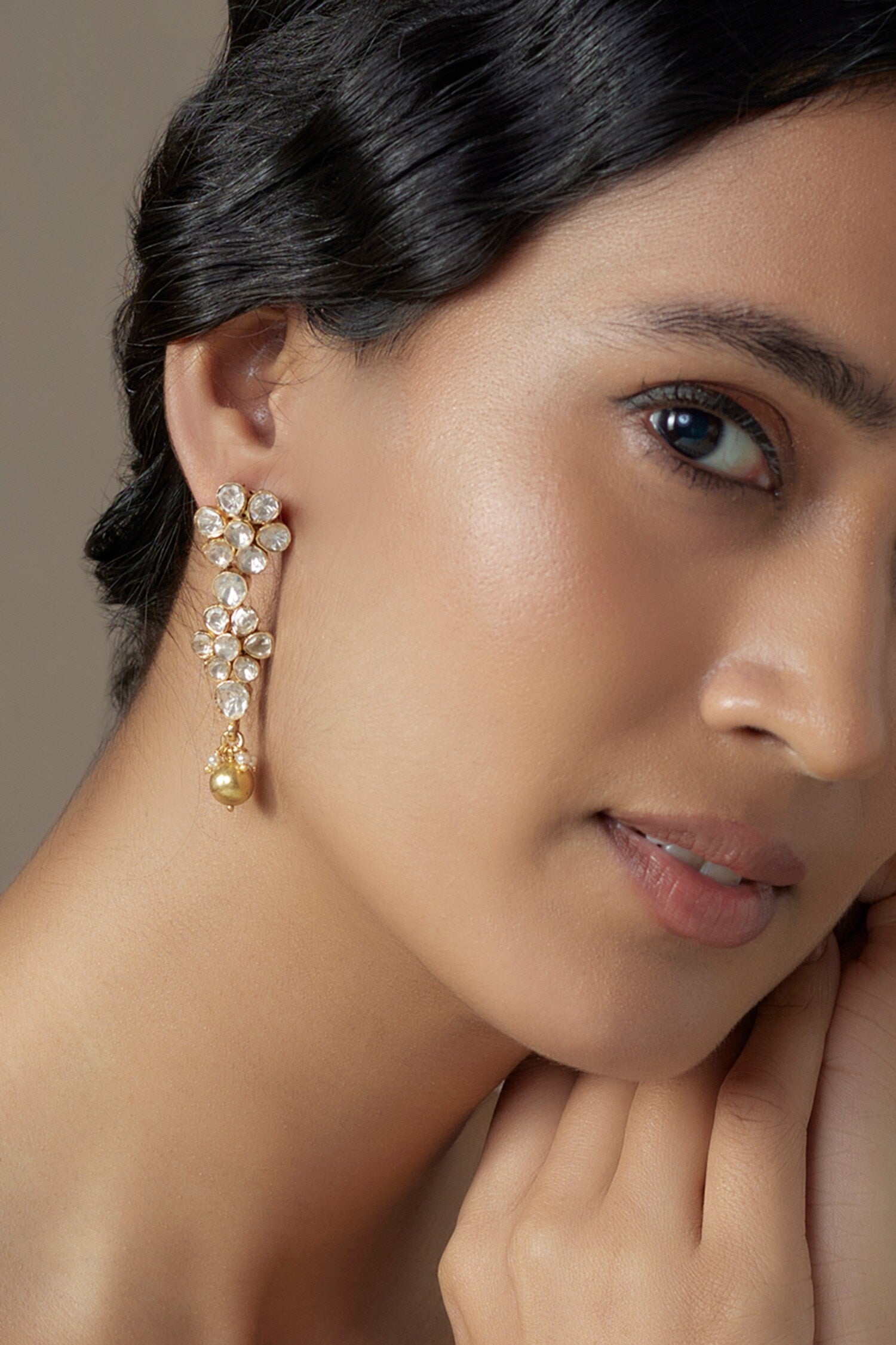 Bloom Vine Moissanite Polki Danglers 