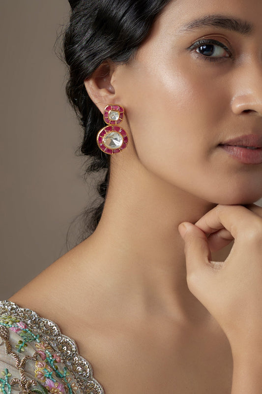 Moissanite Polki Studded Earrings 