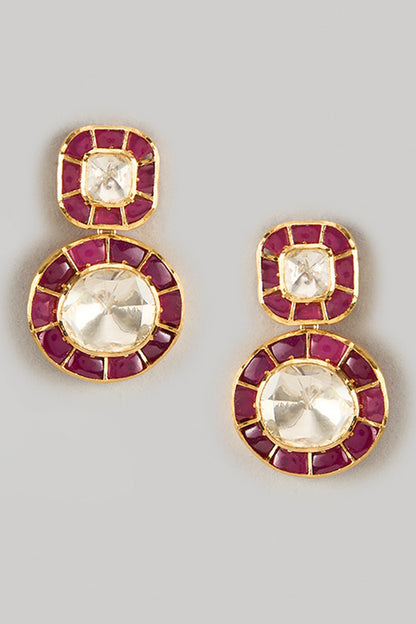 Moissanite Polki Studded Earrings 