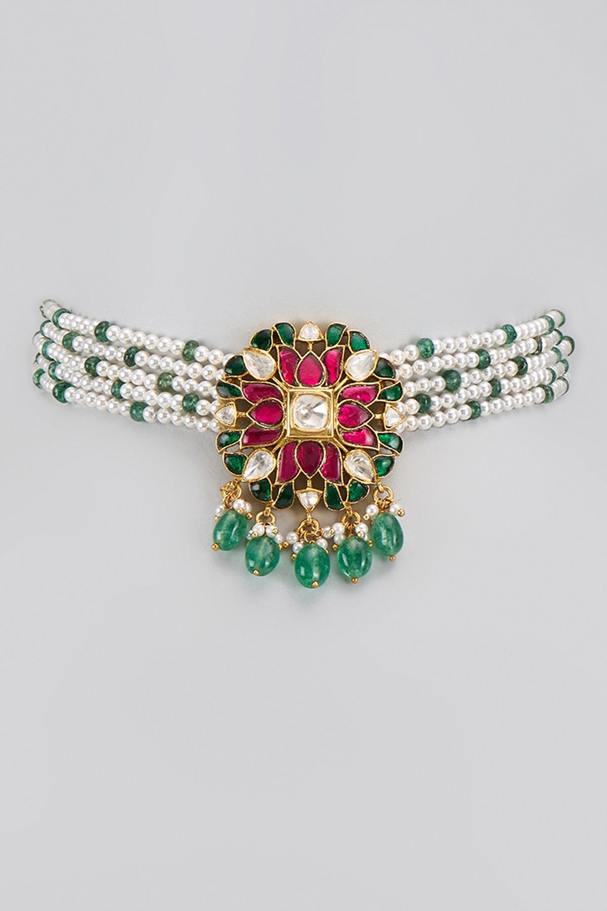 Padma Phool Moissanite Polki Embellished Choker 