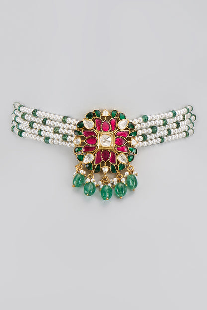 Padma Phool Moissanite Polki Embellished Choker 