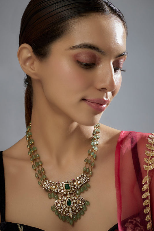 Mughal Bagh Moissanite Polki Embellished Necklace 