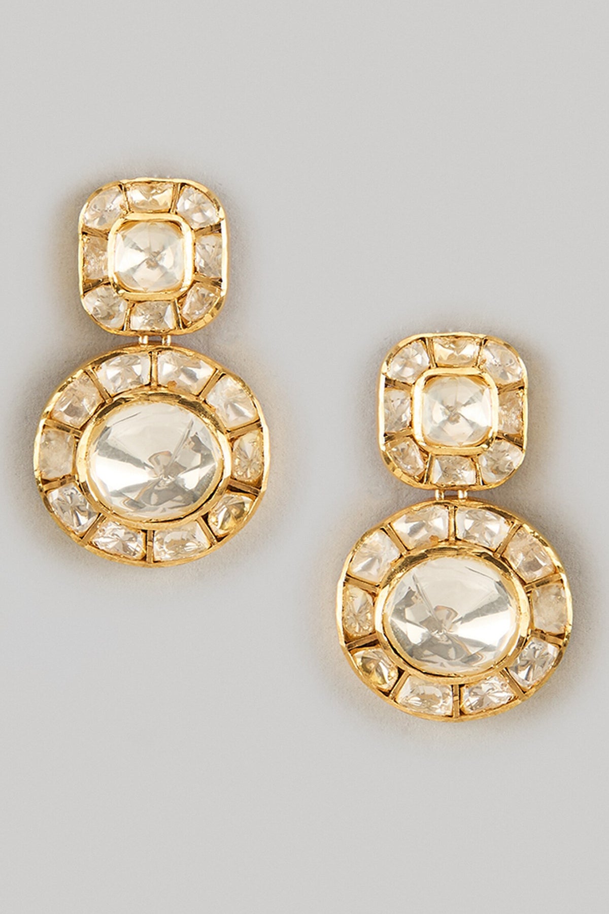 Moissanite Polki Embellished Drop Earrings 