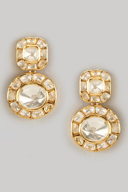 Moissanite Polki Embellished Drop Earrings 