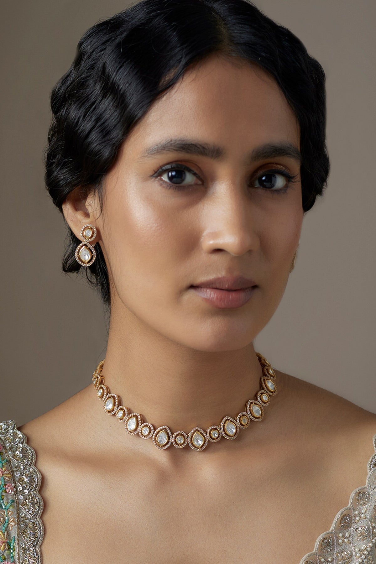 Moissanite Polki Embellished Choker Set 