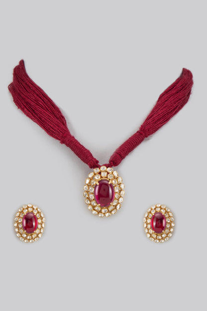 Stone Embellished Pendant Choker Set 