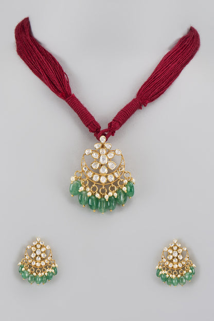 Half Crescent Shaped Pendant Necklace Set 