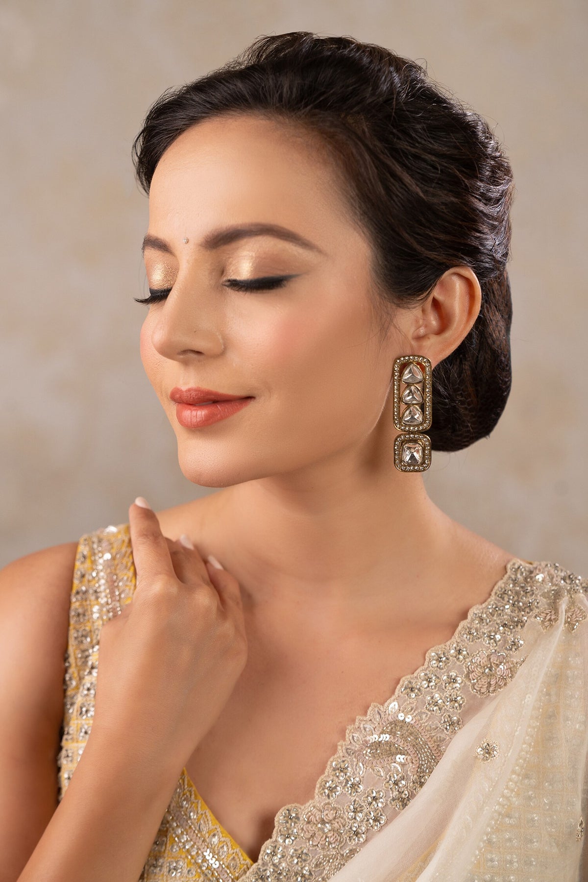 Anjana Polki Geometric Earrings 