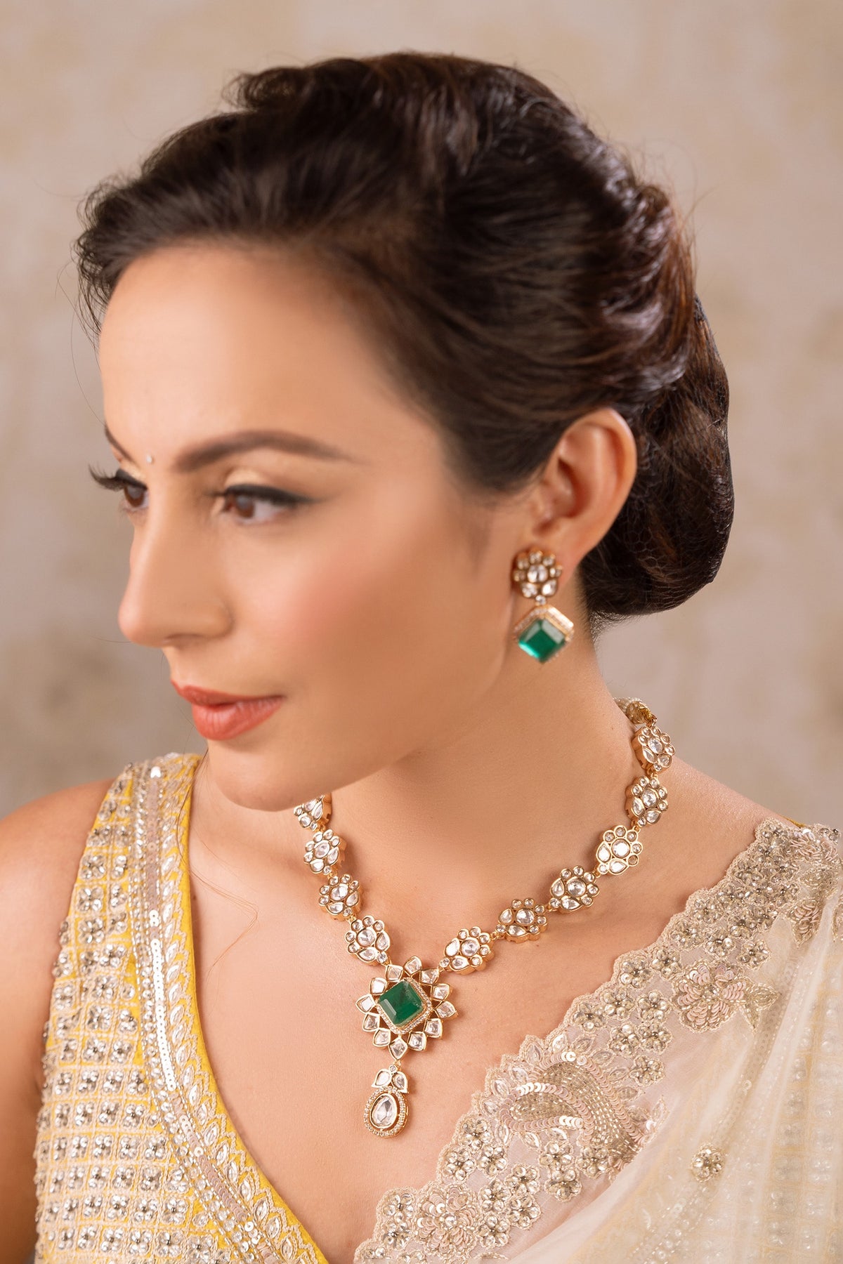 Chameli Polki Floral Necklace Set 