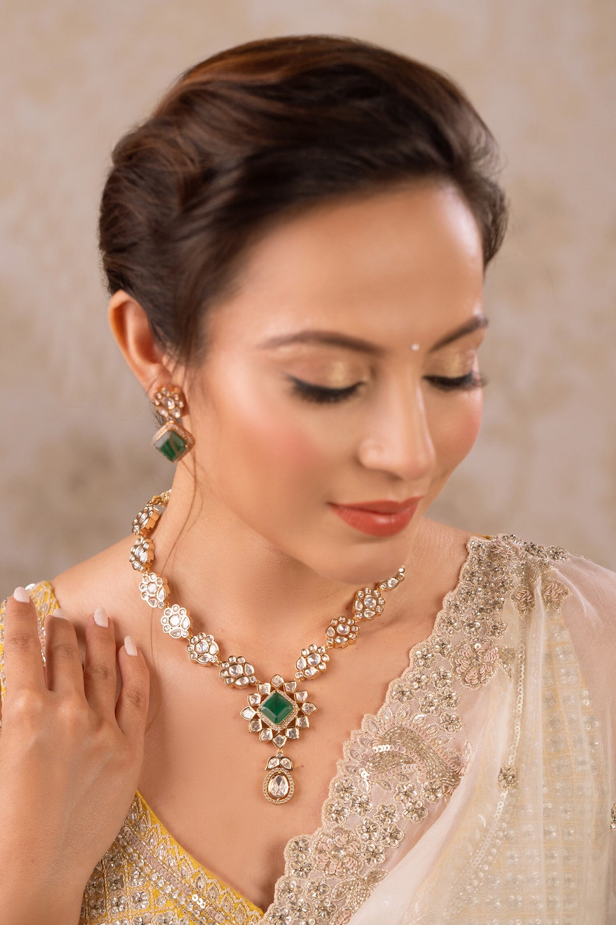 Chameli Polki Floral Necklace Set 