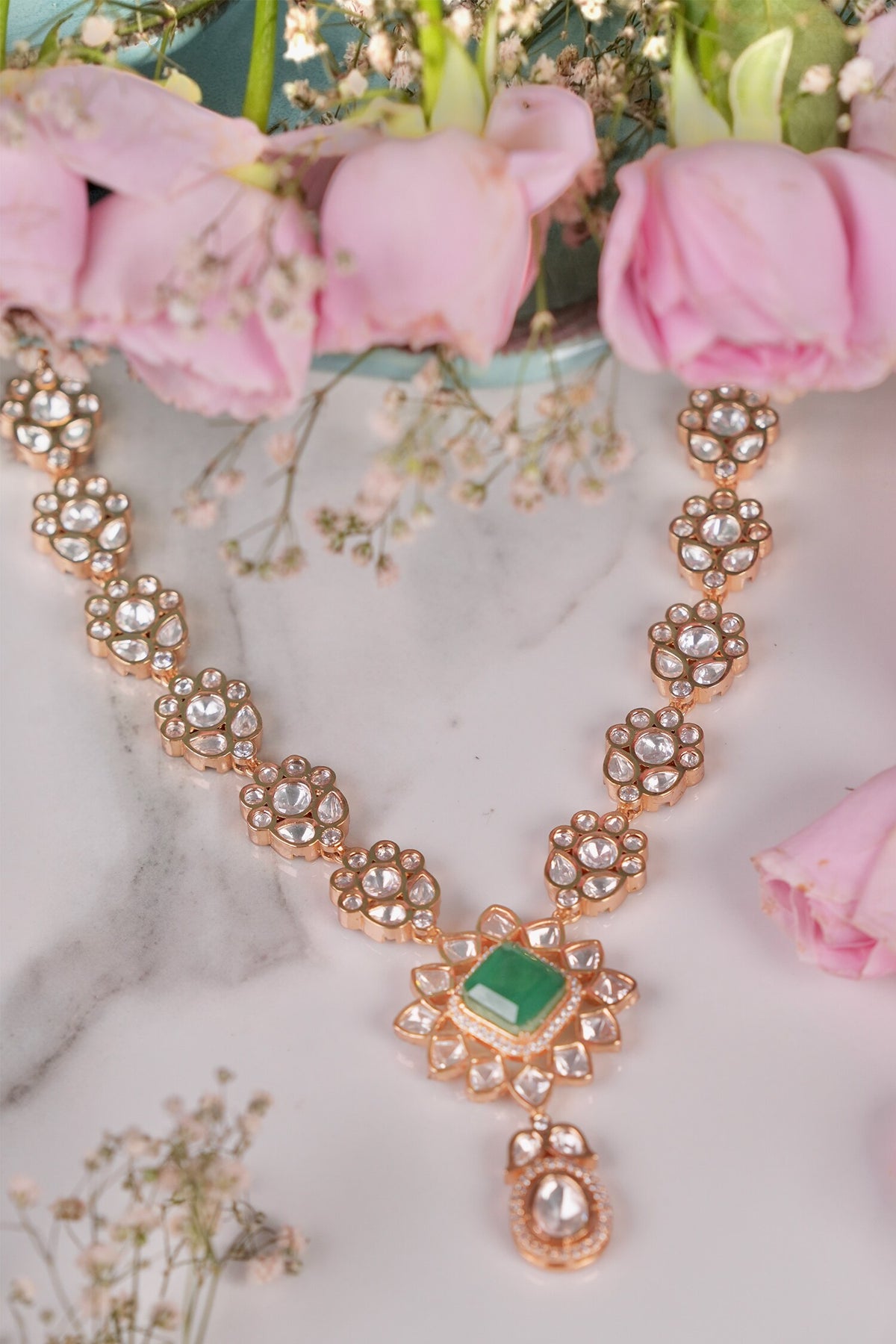 Chameli Polki Floral Necklace Set 