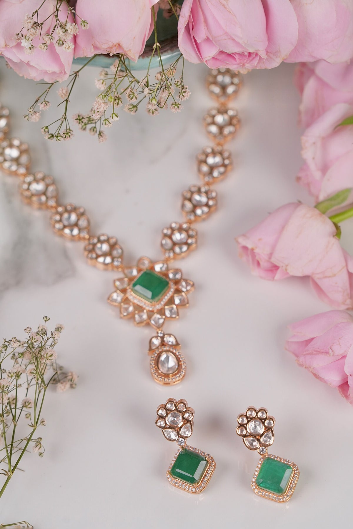 Chameli Polki Floral Necklace Set 