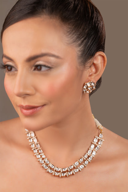 Ganga Polki Embellished Layered Necklace Set 
