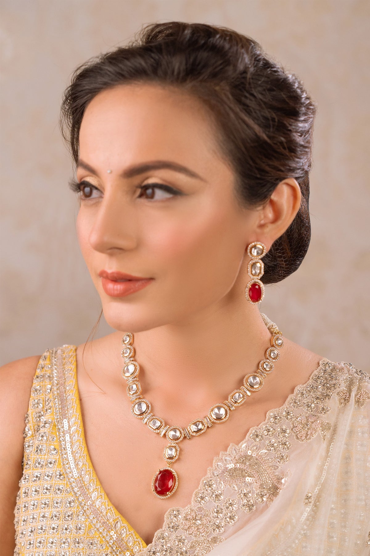 Rashi Kundan Polki Embellished Necklace Set 