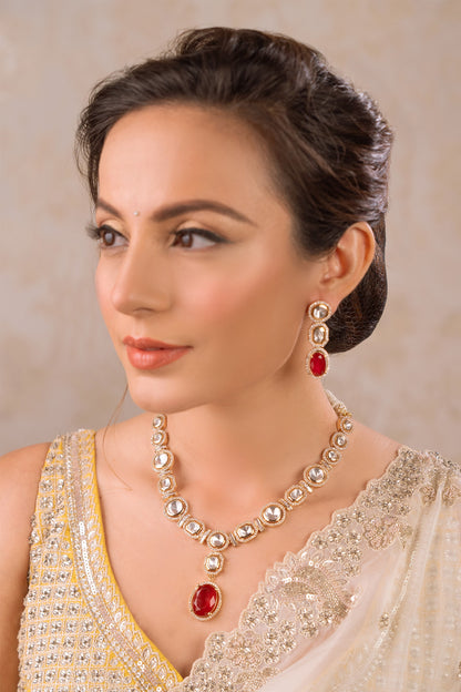 Rashi Kundan Polki Embellished Necklace Set 